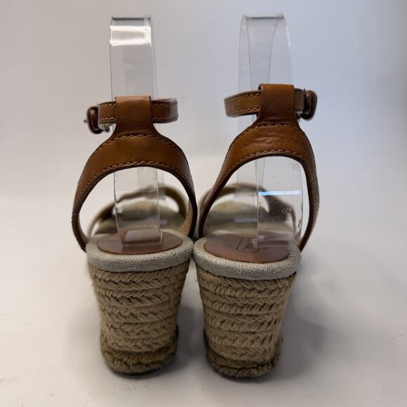 Coach Henley Beige Brown Ankle Strap Wedge Espadrille Sandals Womans 7 B Preppy - Picture 12 of 15